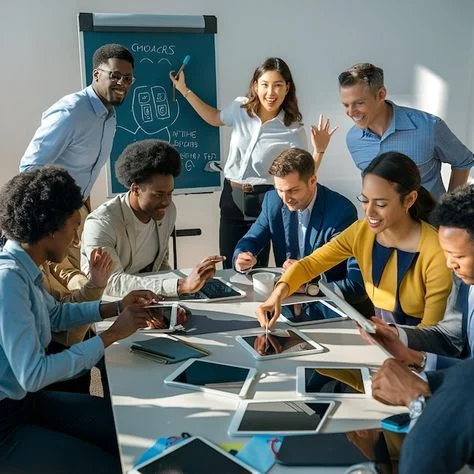 Professional team planning a handyman website strategy