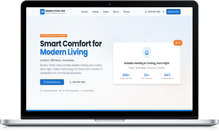 professional hvac website design new orleans mockup