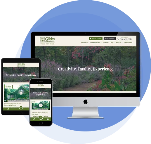 Professional landscape website design mockup for a New Orleans business